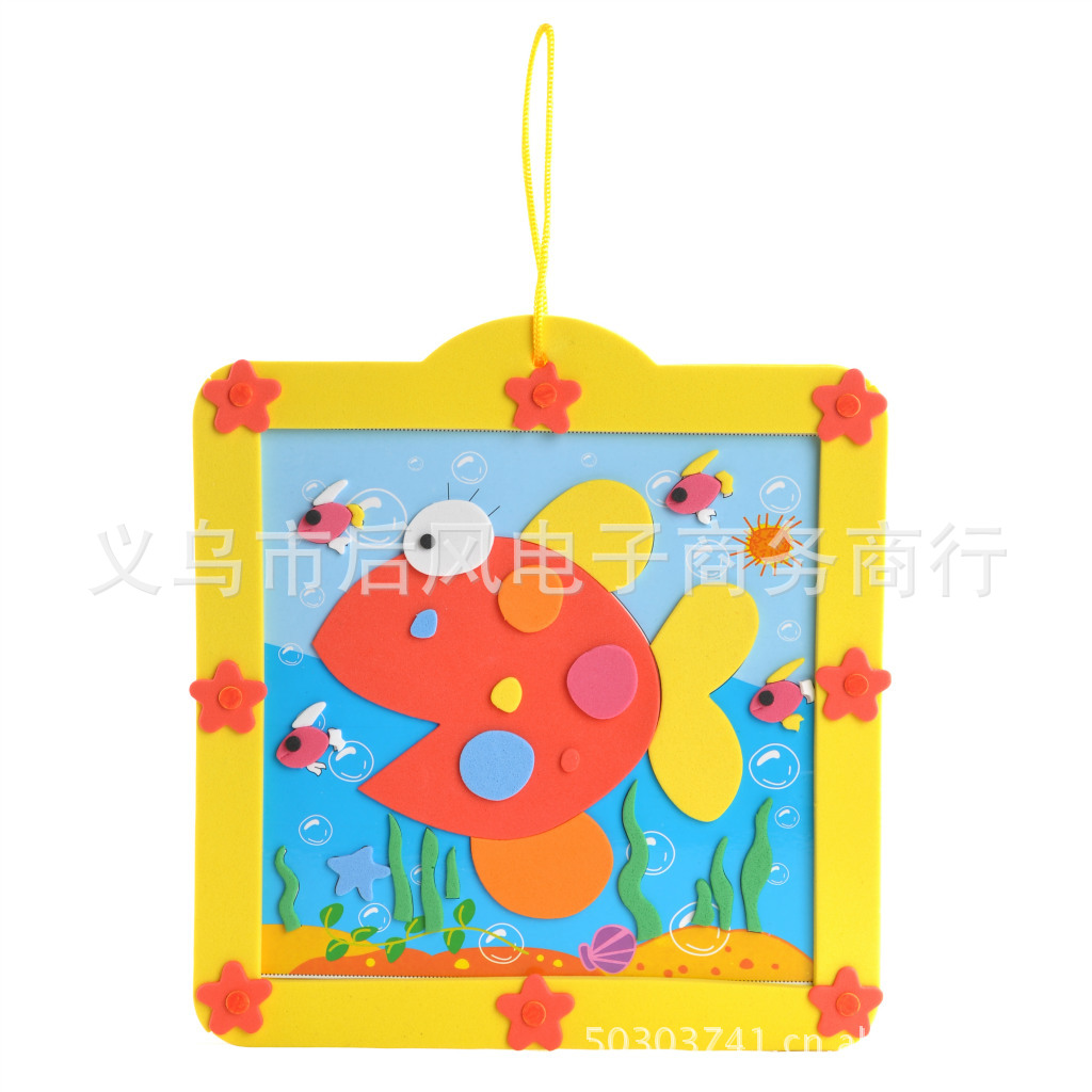 儿童益智玩具 立体粘贴画厂家批发图片,快乐童年DIY手工贴画 EVA