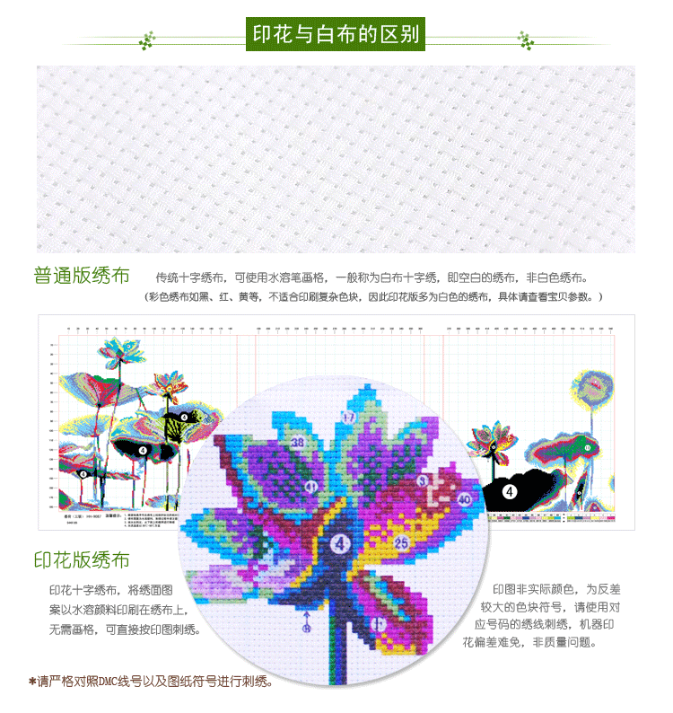 印布十字绣 与白布十字绣区别示意图片