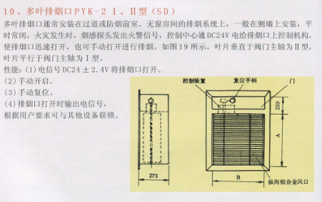 防火抑爆系统 专业经销 多页排烟口pyk-2 (sd) 多叶防火排烟口 图集