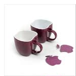 生产高品质  色釉苹果对杯 情侣对杯 陶瓷杯子 创意 咖啡杯 三色