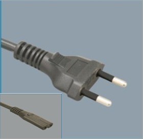 巴西认证标准两芯半绝缘插头电源线 