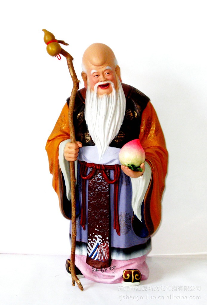 红泥坊定制 泥人张彩塑精品 三星送福 节庆礼赠品 贺寿贺岁礼品