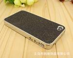 新款高档镀铝闪粉壳-iphone4及iphone4s通用-黑色 手机保护套