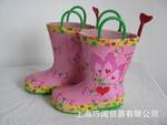 批发天然橡胶儿童雨鞋原单正品 蝴蝶图案粉色红色童雨鞋雨靴