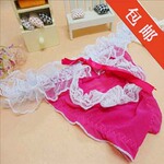 N1012玫红底白边 日单T裤 可爱蕾丝花边 透明雪纺性感女丁字裤y25