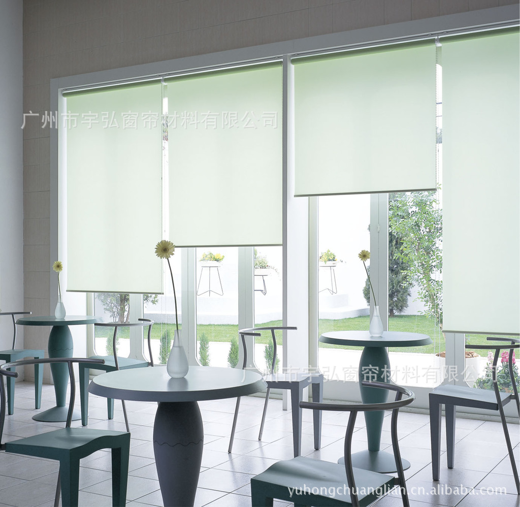 广州窗帘厂家批发:酒店卷帘,公寓卷帘manual roller blinds