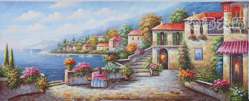 凯丽油画批发 手绘油画 别墅画家居装饰画 地中海风景油画012