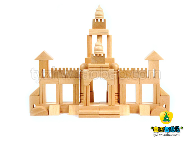 童园木制玩具 皇家城堡 优质桶装积木 原木环保积木 建筑积木