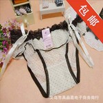 N1008点点款 可爱蝴蝶结女内裤 性感蕾丝三角裤 棉质网纱透气y25