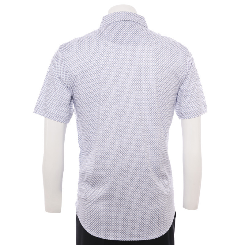 AOKEN2012夏季新品白底兰格款印花男士短袖T恤春夏纯棉系扣开衫 