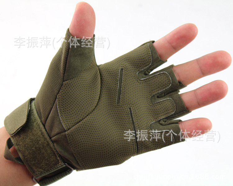 黑鷹半指手套軍色-06