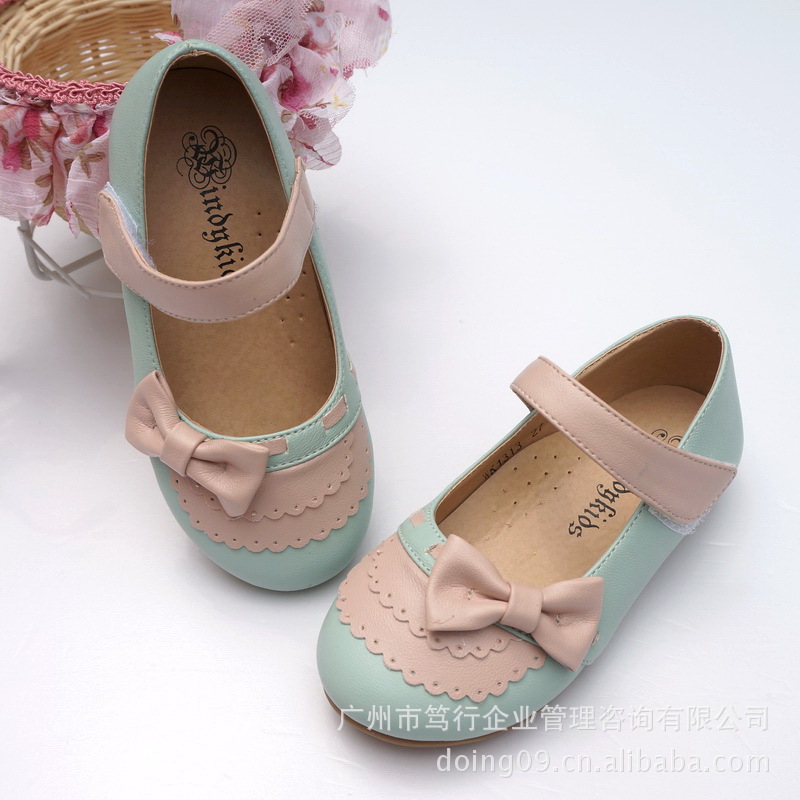 2014秋款童鞋批发韩版广州儿童公主鞋皮鞋女童公主鞋浅蓝 粉1313