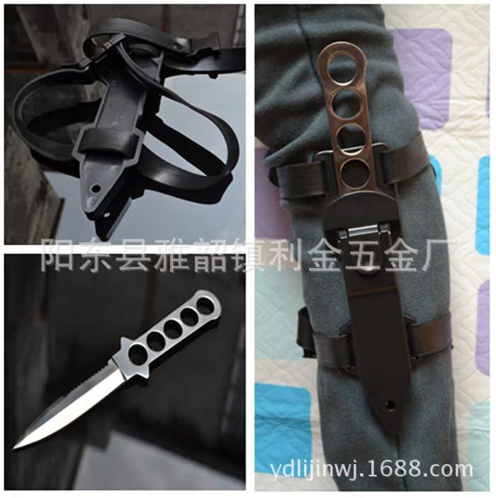 阳江小刀 美国绑腿军刀伞兵刀野外求生潜水绑腿直刀缠