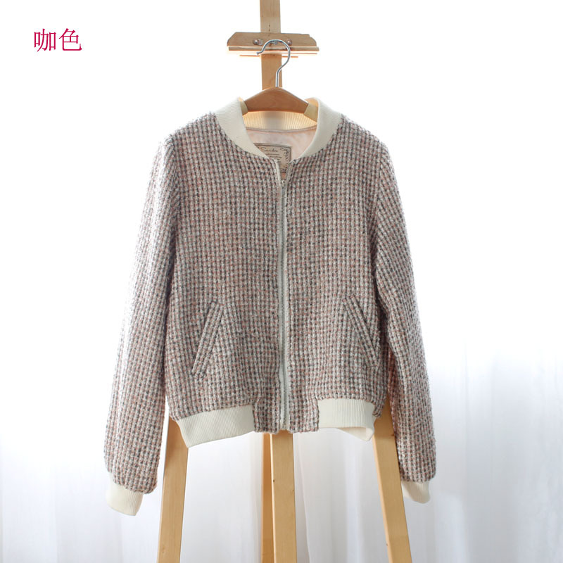 秋冬新款sorridere千鸟格粗花呢短外套 棒球服