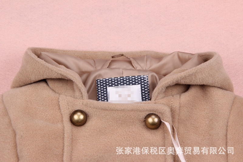 【品牌童裝】冬款童外套 駝色雙排扣連帽 兒童童外套 童裝批發