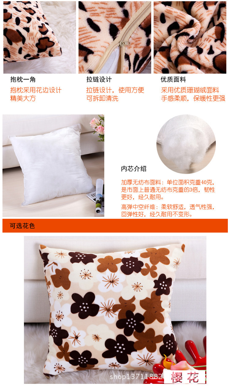 珊瑚绒时尚保暖抱枕靠垫2