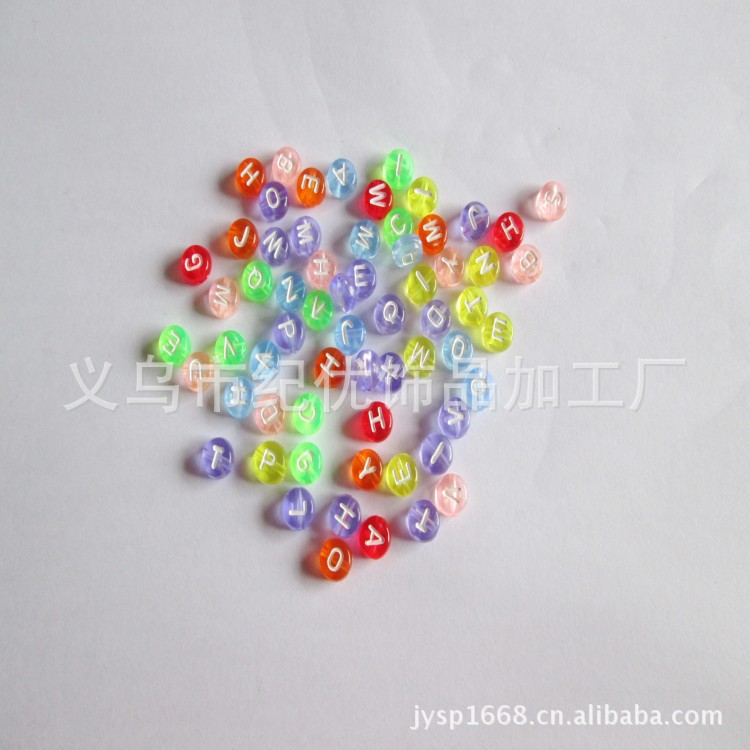 义乌亚克力珠子批发 手工diy串珠材料电镀方形塑料字母珠