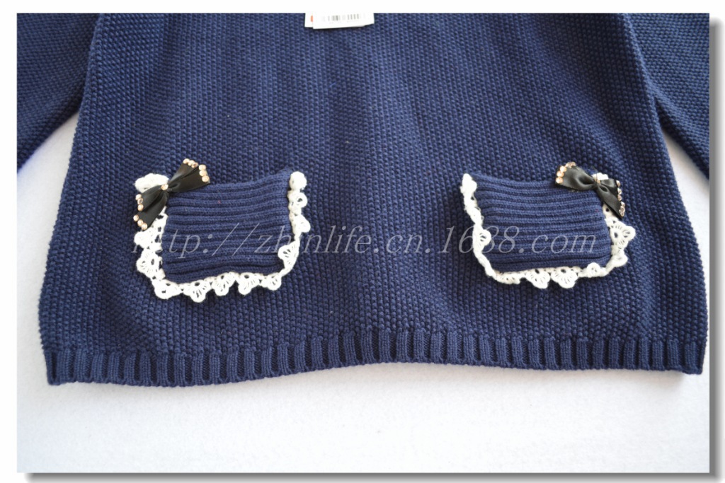 2013秋裝新款 外貿童裝 GA+女童刺繡翻領針織衫 優質童針織衫