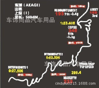 汽车赛道地图车贴 头文字d日本秋名山赛道车身贴 汽车装饰贴纸