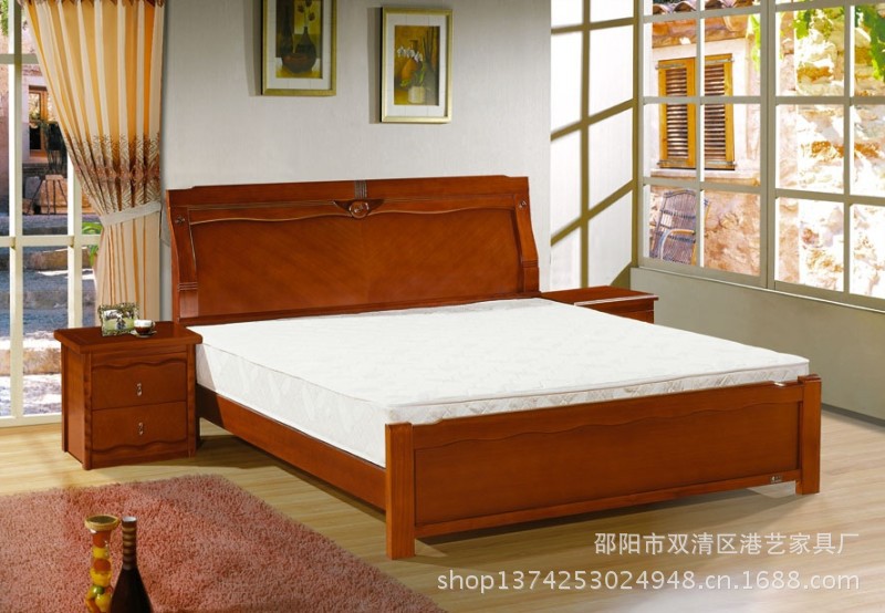 2米实木床/品质保证 金港亿家具