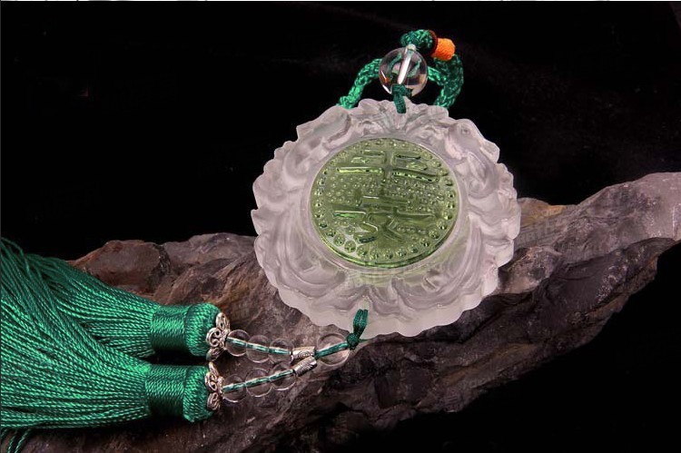 绿色磨砂水晶保平安汽车挂件,汽车挂饰车饰品,车用挂件15-1B1781