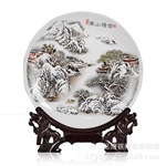景德鎮陶瓷 高檔寒山積雪瓷盤掛盤裝飾盤 現代陶瓷擺件工藝品