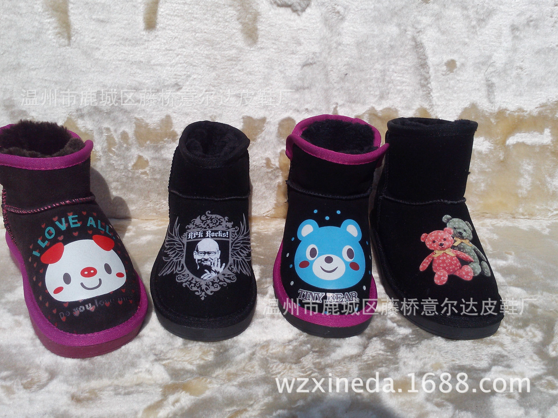 2013年最新印花工藝，真皮磨砂雪地童靴