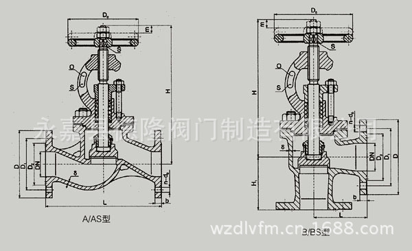 船用青铜截止阀尺寸图