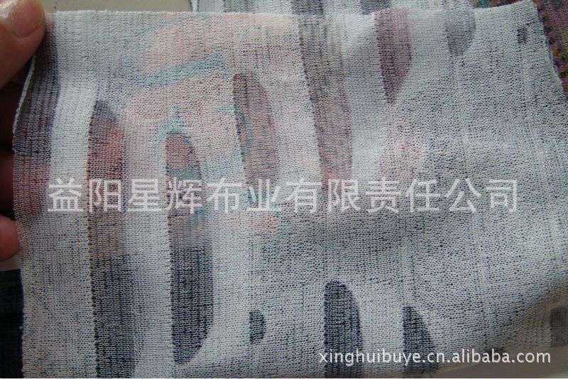 开口笑牛百叶网布印花服装面料,WY26