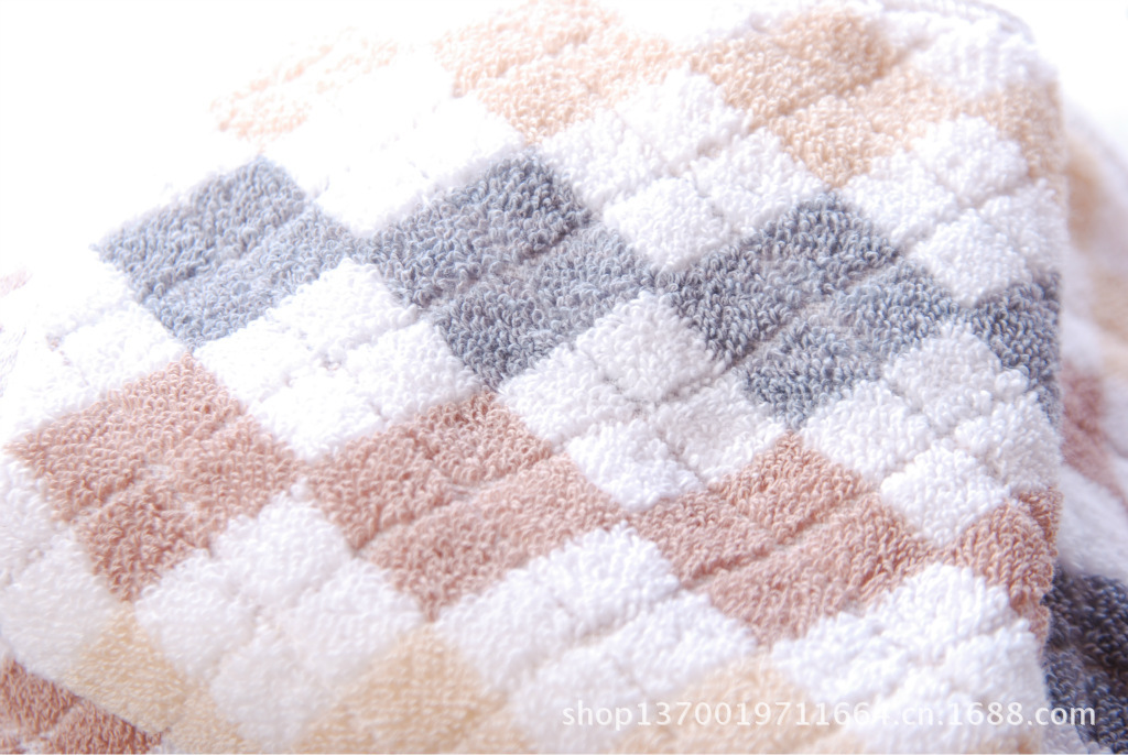 纯棉菱形格毛巾 批发毛巾