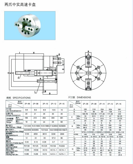 两爪中实高速卡盘
