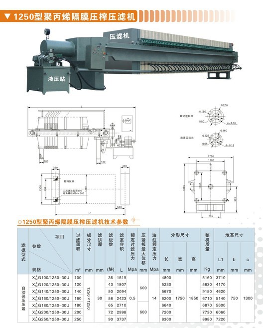 1250型聚丙烯隔膜压榨