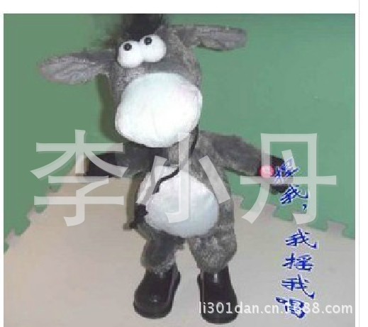 義烏玩具搖擺驢電動玩具搖頭驢唱歌跳舞搞笑驢毛絨娃娃公仔兒童1