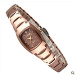 冠琴钨钢女士手表 玫瑰金防水女式石英女装水钻表