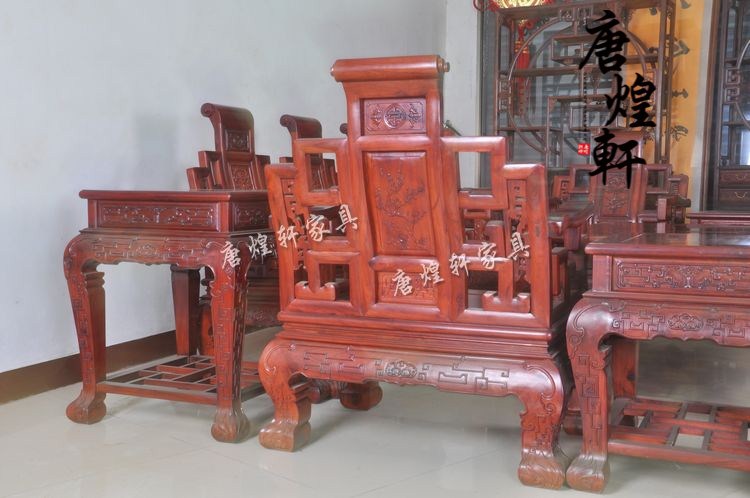 黄金檀弯背宝座沙发十一件套 (5)