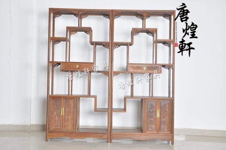 鸡翅木中抽博古架 (1)