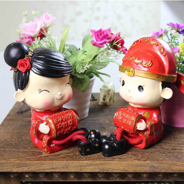 情侣树脂吊脚娃娃结婚纪念日礼物家庭装饰礼品时尚家居摆件 婚庆