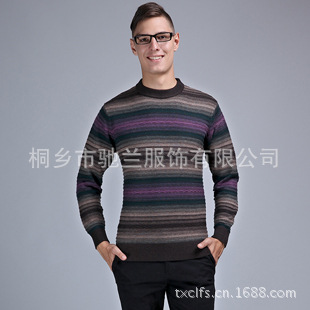 濮院毛衫批发来样定做13新品热销韩版男士全羊毛男装羊毛衫厂家直销一件代发