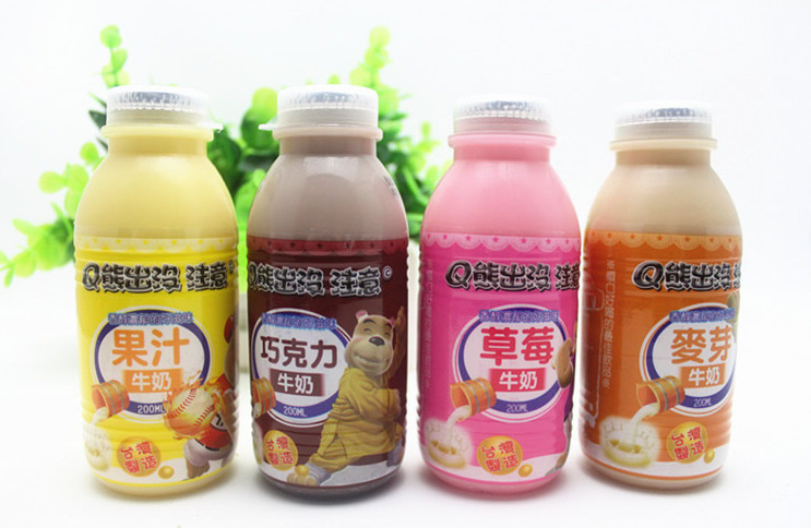 台湾q熊出没注意巧克力牛奶200ml*30瓶/箱 饮料批发