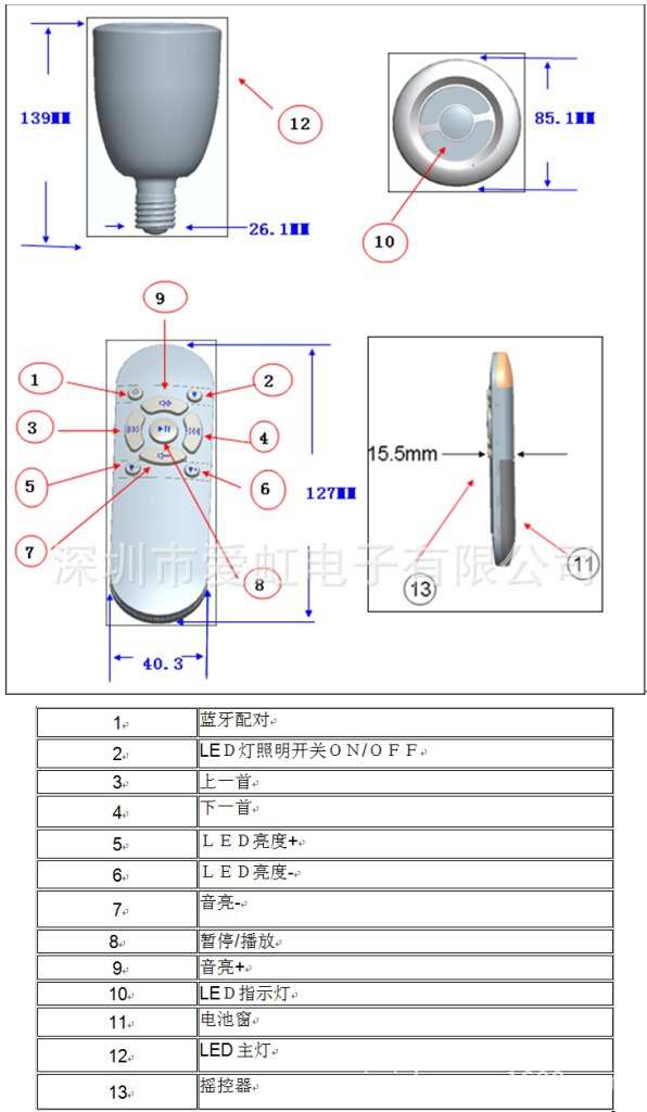 大号ＬＥＤ蓝牙