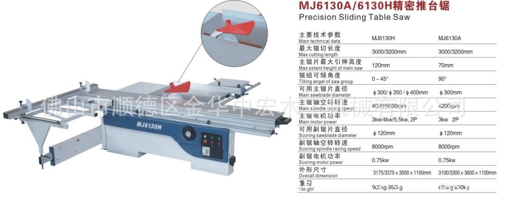 MJ6130H精密推台锯