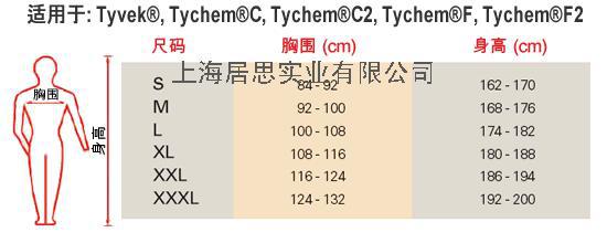 7杜邦轻型防护服尺码表