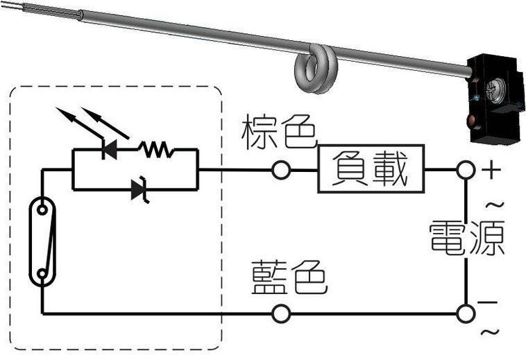 式有接点磁簧管型磁性开关采用的电子元器件均为品牌原装,其接线图