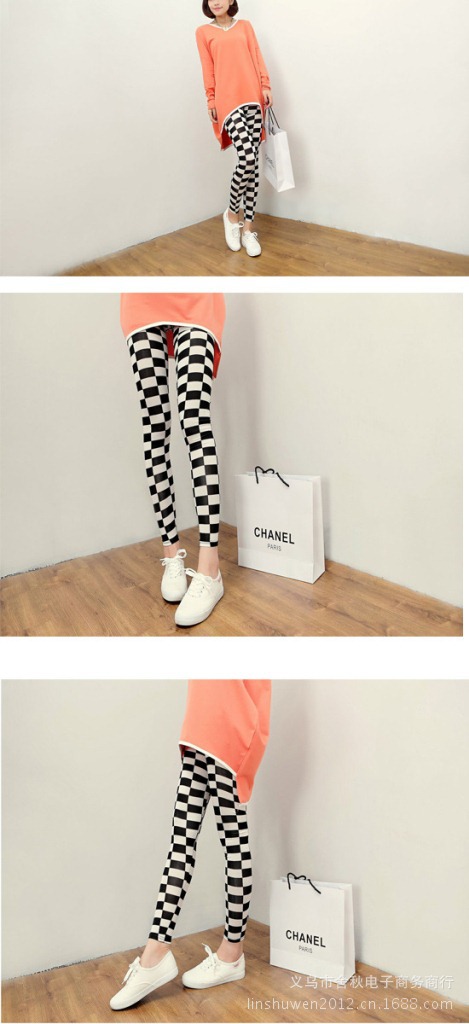 Y 804 黑白方块打底裤 (5)