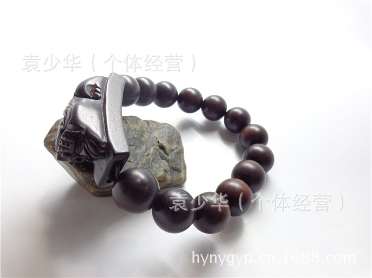 雷击枣木佛珠，带貔貅