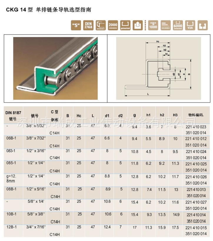 CKG 14H 型链条导轨