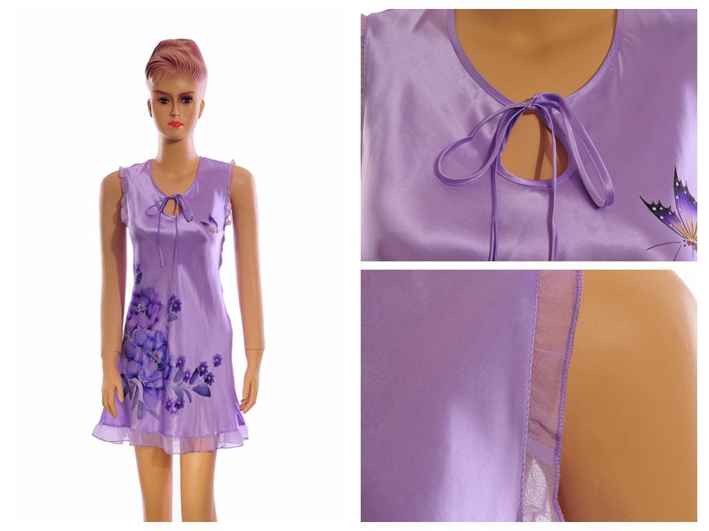 真絲手繪吊帶裙(紫色)