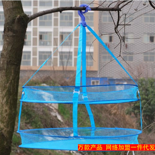 可拆卸带防风钩双层晾衣篮批发（紫色）,畅销货