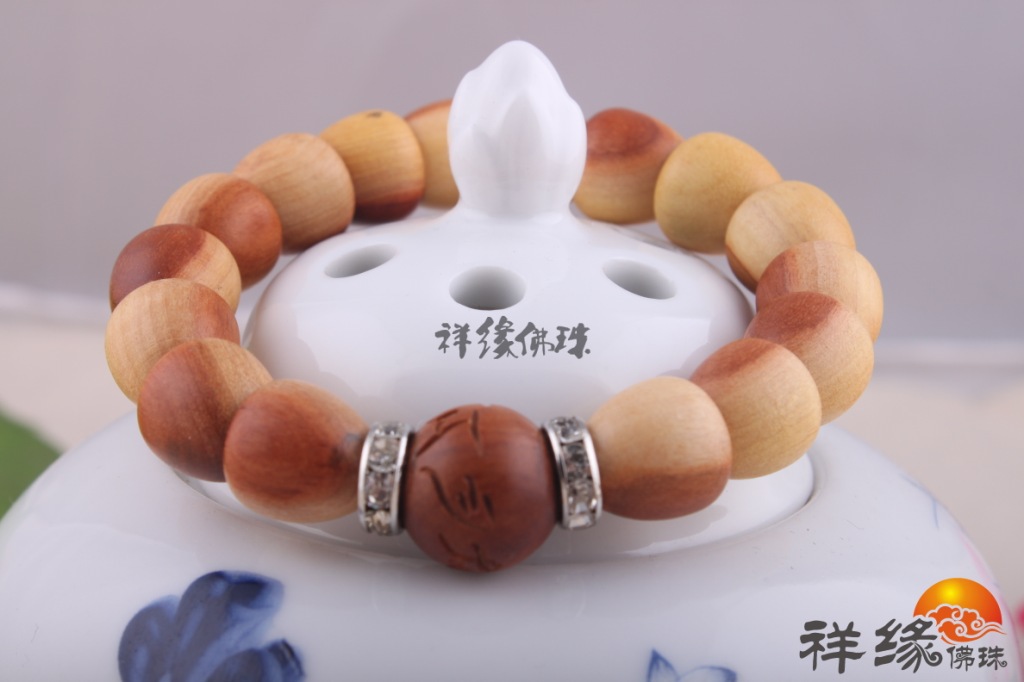 本色阴阳枣木佛珠手串 枣木佛心手串 一心向佛