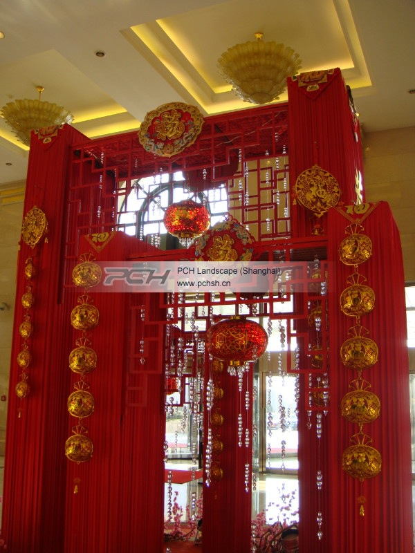 2014马年新款新年布置,桃花迎新春场地布置,大型桃花景观布置
